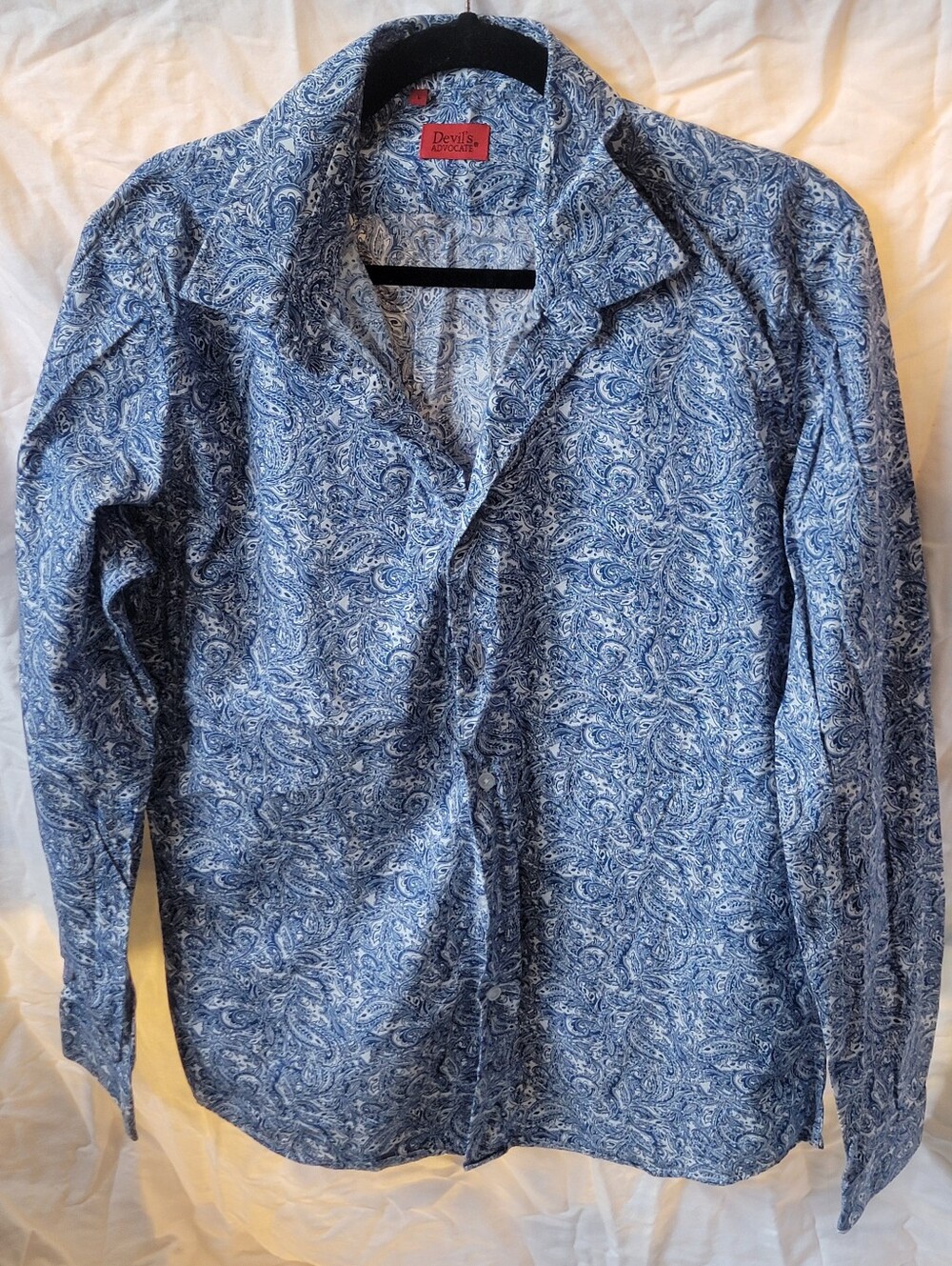Men's DEVIL'S ADVOCATE 100% Cotton Blue Paisley Button-Up Shirt